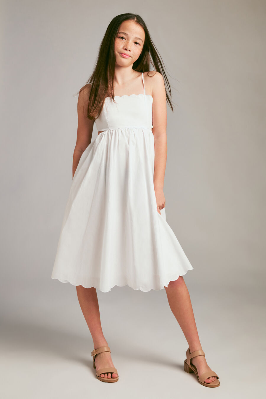 ZARIA MIDI POPLIN DRESS in colour Orchid White