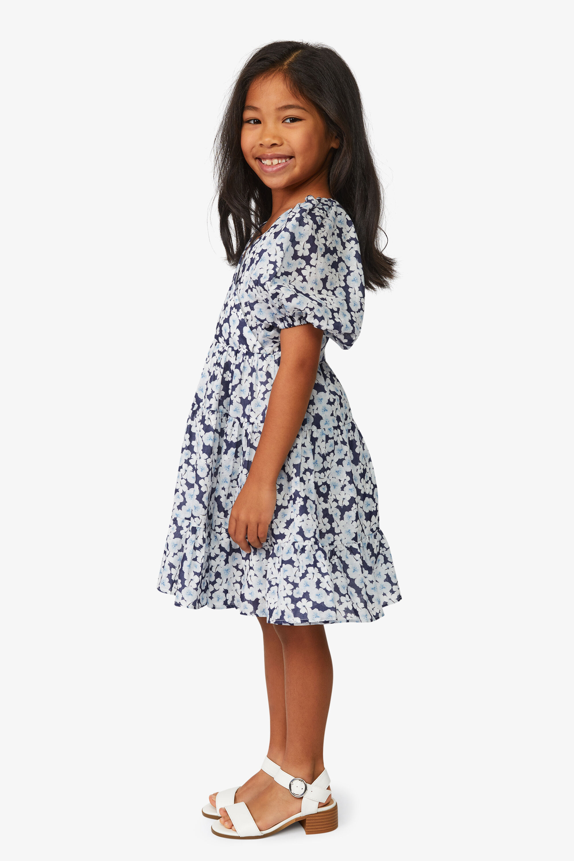 Girls Lilo Floral Wrap Dress In Navy Floral Bardot Junior