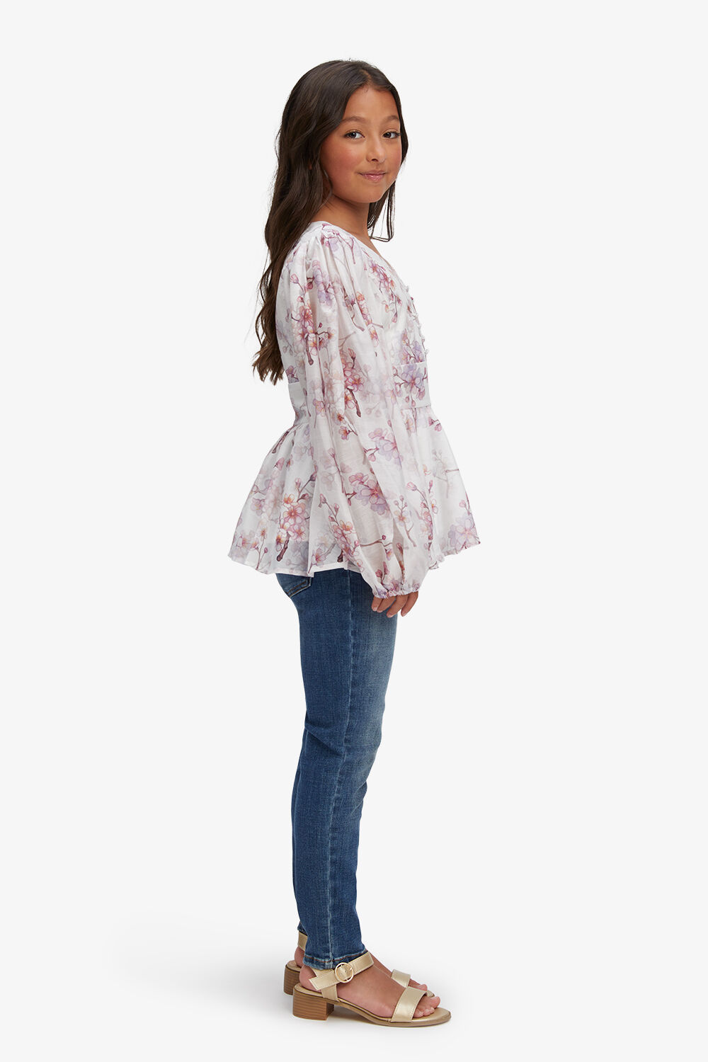 GIRLS RAISA PEPLUM TOP in colour BLOSSOM