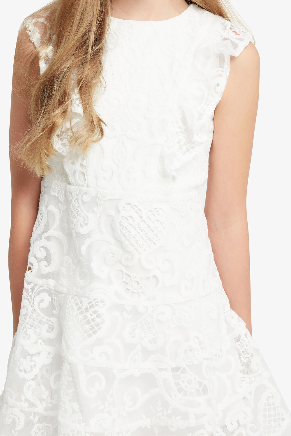 GIRLS SADIE LACE DRESS in colour CLOUD DANCER