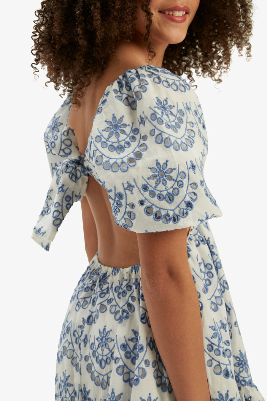 ELLORY BRODERIE MINI DRESS in colour PERIWINKLE