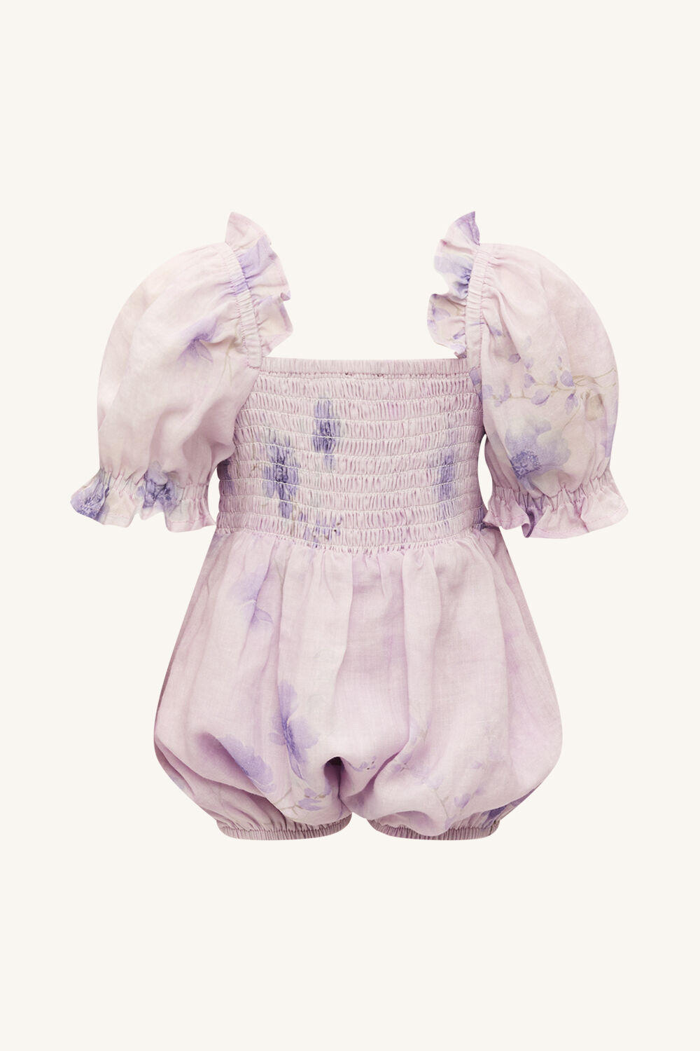 BABY GIRL SHIRRED FLORAL GROW in colour PETAL PINK