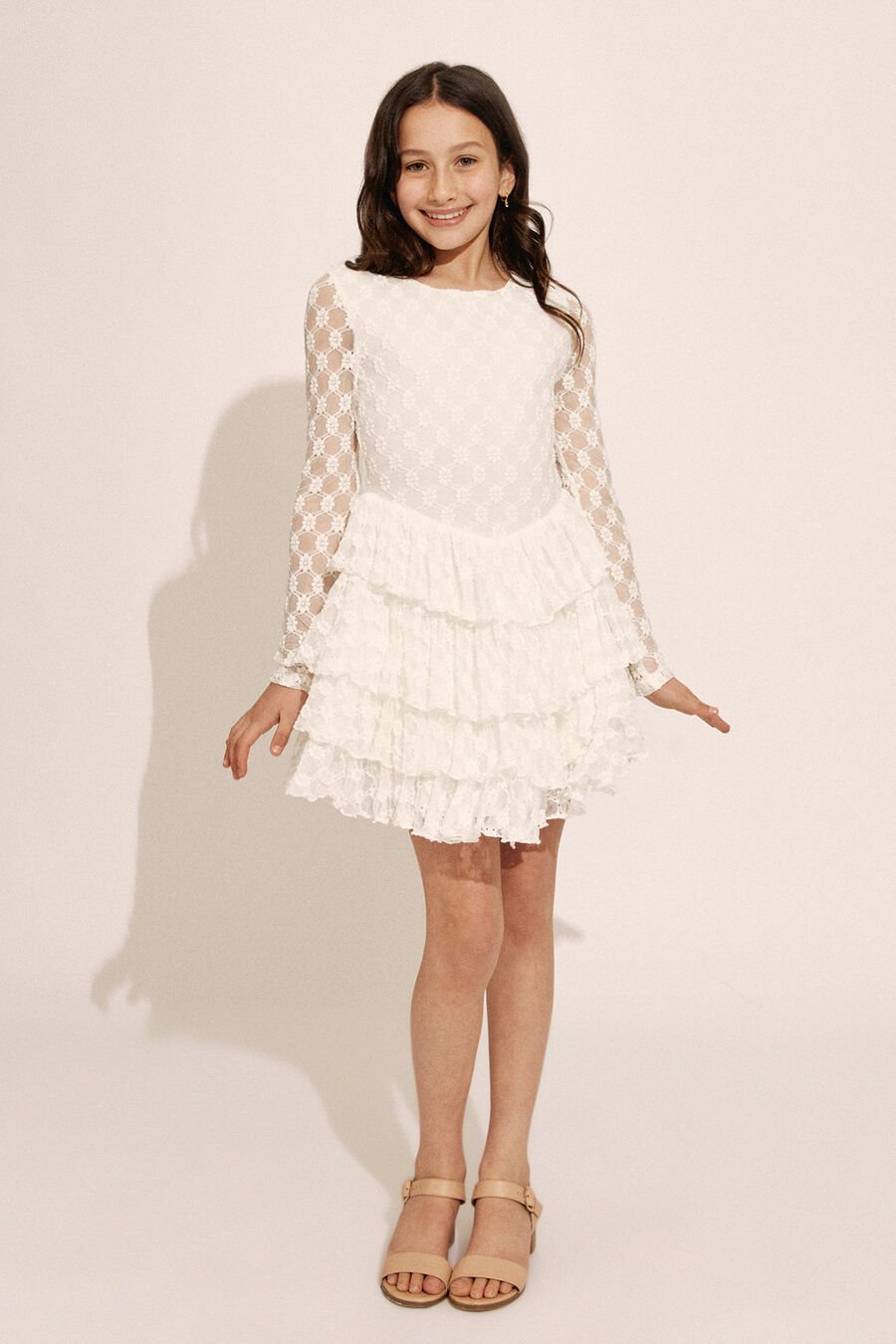 ANDI LONG SLEEVE MINI DRESS in colour ORCHIDWHT
