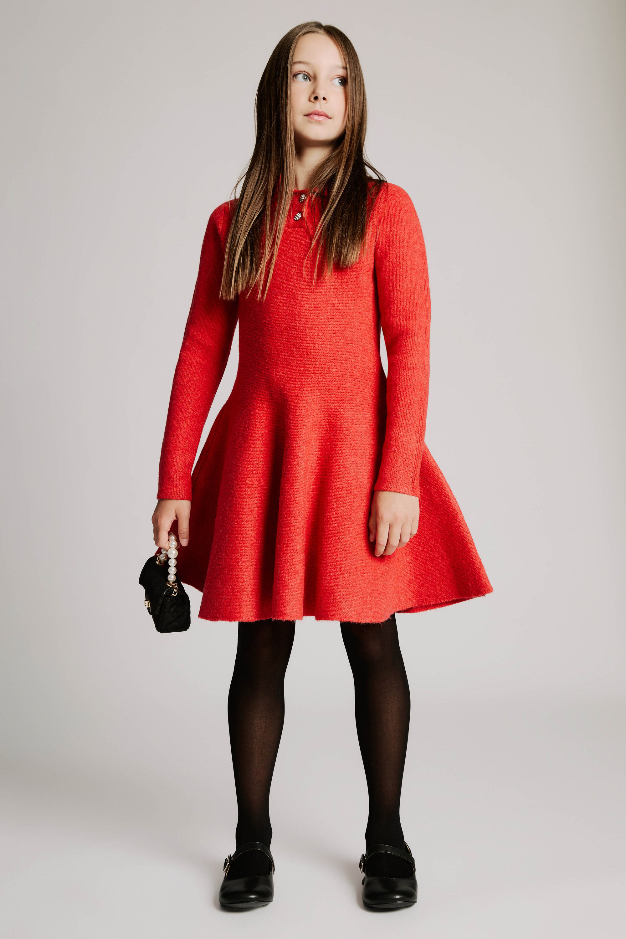 junior knit dresses Girls Kourtney Dress In Red Modern white satin bridal halter gown