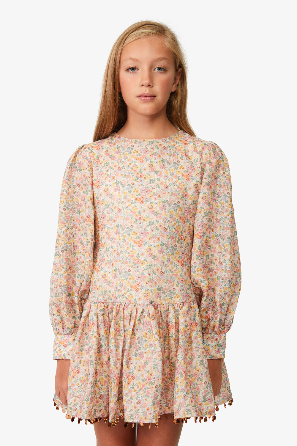 Girls AMELIA DITSY MINI DRESS in colour VIBRANT YELLOW