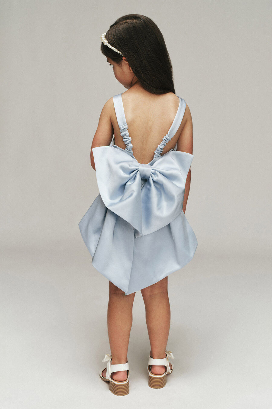 Girls Luna Satin Bow Dress