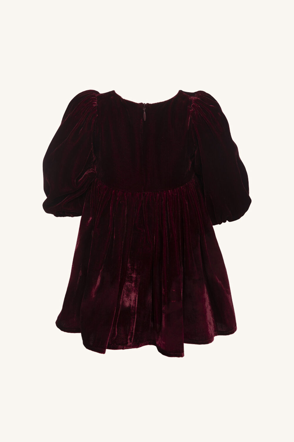 Baby girl LINDSEY VELOUR MINI DRESS in colour BURGUNDY