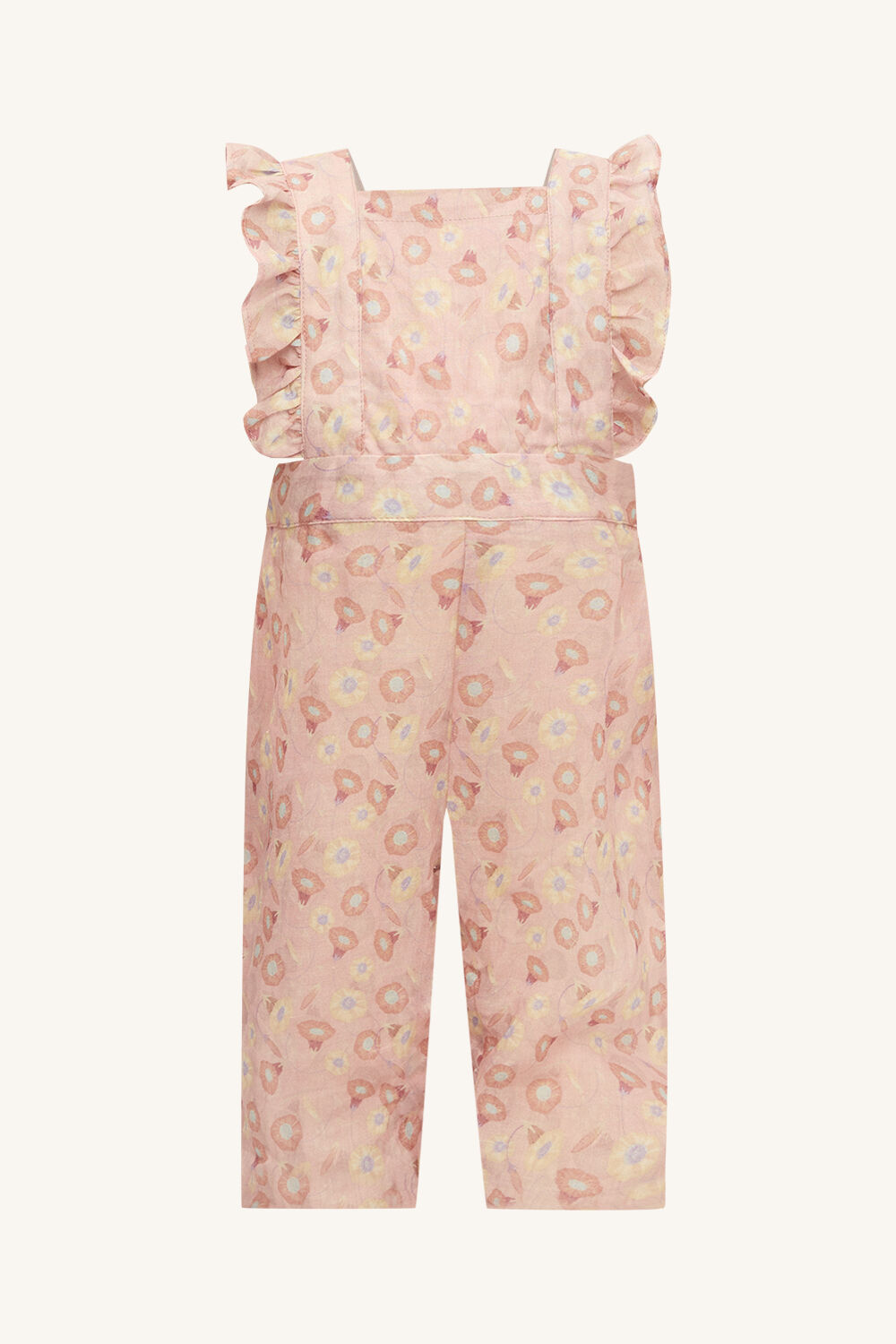 BABY GIRL ESTELLE FLORAL OVERALL in colour PEACH WHIP