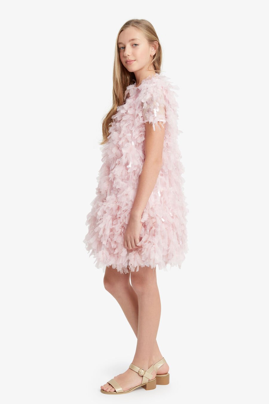 MALLORY TIERED DRESS in colour PETAL PINK