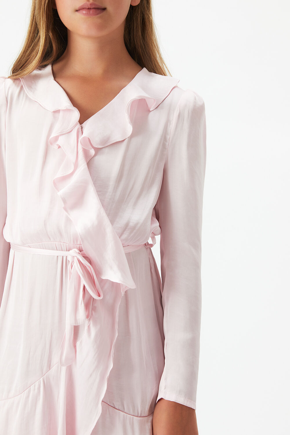 girls winona wrap dress in colour SOFT PINK