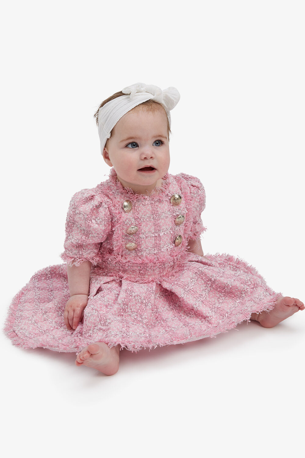 BABY GIRL BRIELLE BOUCLE DRESS in colour SACHET PINK