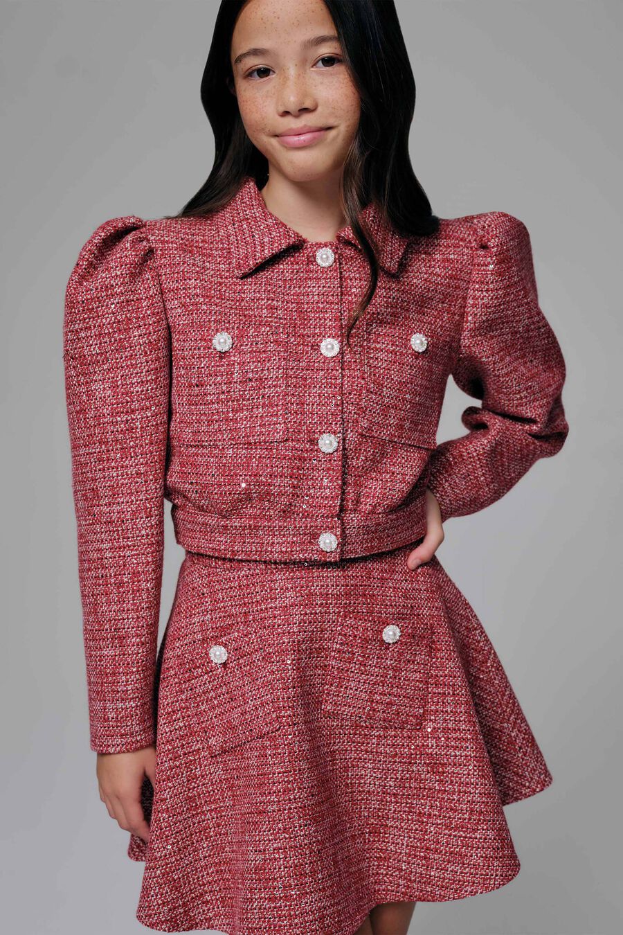 BLAIR BOUCLE SET in colour Red