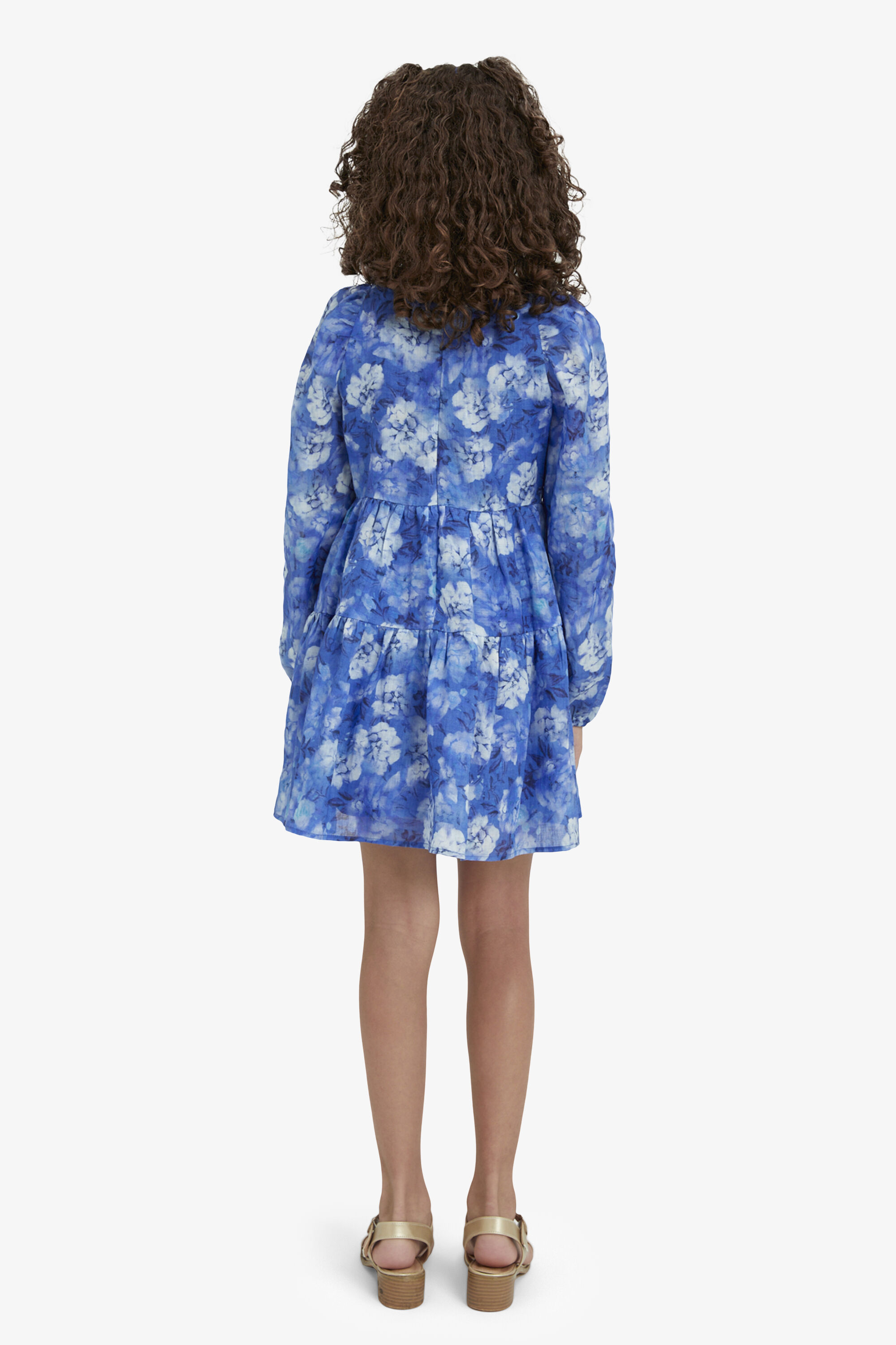 Girls Airlea Floral Dress In Bold Blue Floral Bardot Junior