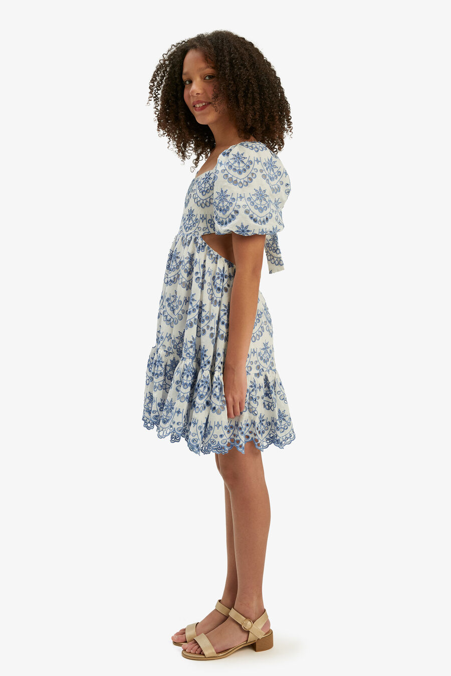 ELLORY BRODERIE MINI DRESS in colour PERIWINKLE