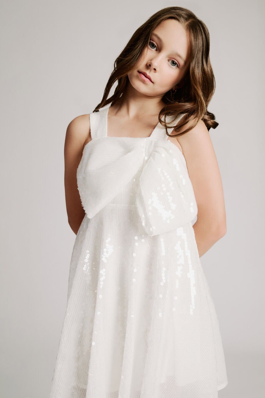 Girls Selina Sequin Bow Dress