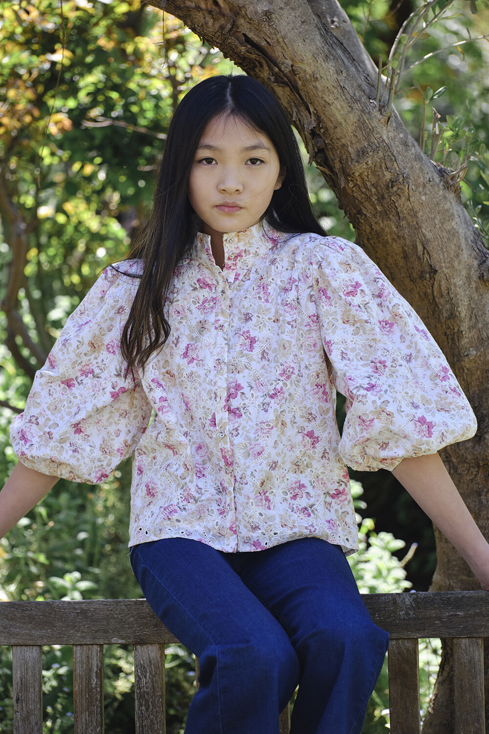 GIRLS ASHA FLORAL SHIRT in colour ROSE TAN