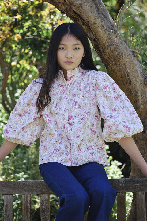 GIRLS ASHA FLORAL SHIRT in colour ROSE TAN