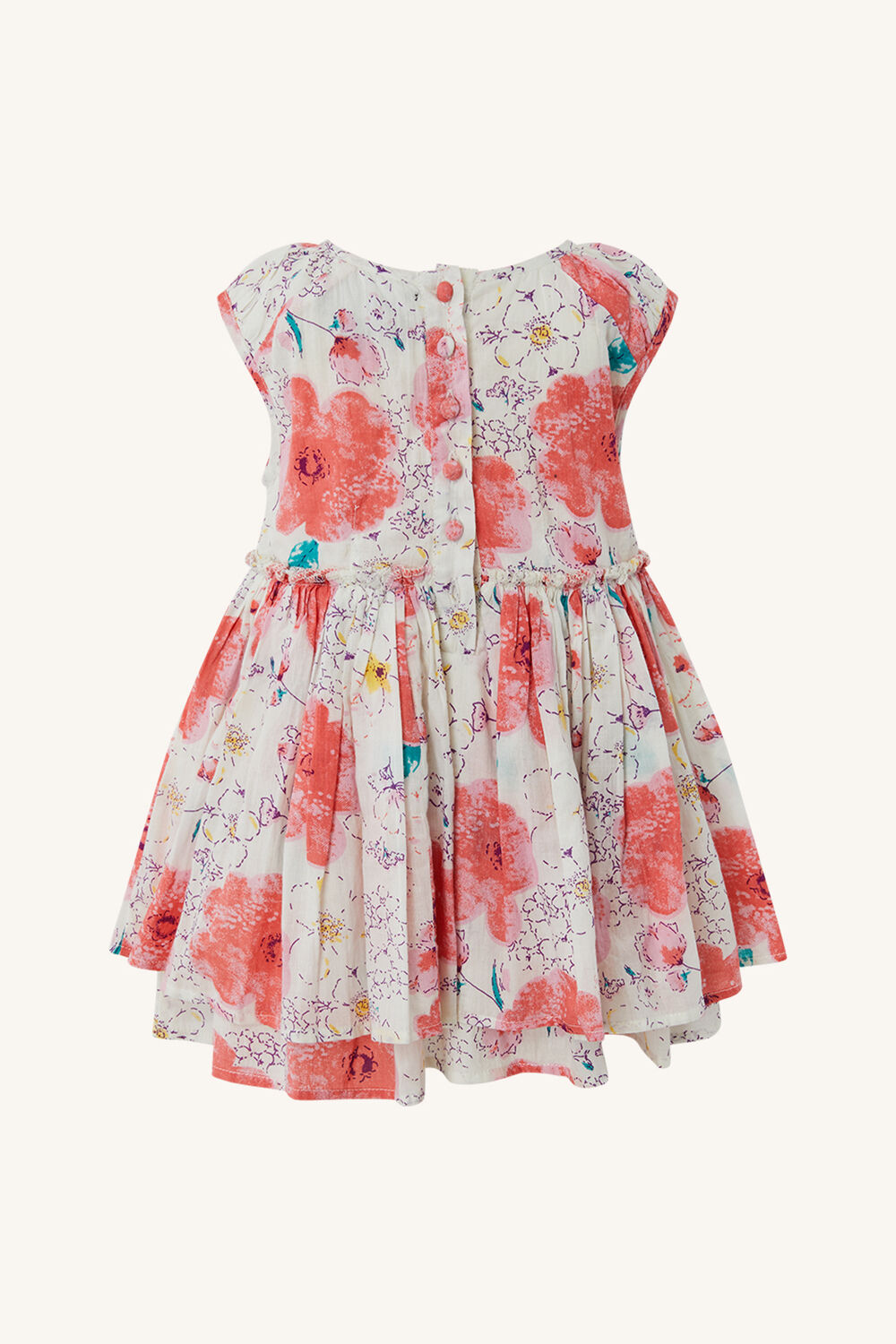 BABY GIRL BRIGHT FLORAL MINI DRESS in colour PURPLE ORCHID