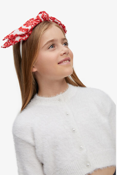 VENICE BOW HEAD BAND in colour POINSETTIA