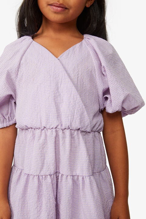 GIRLS MIDI GINGHAM DRESS in colour LILAC SNOW