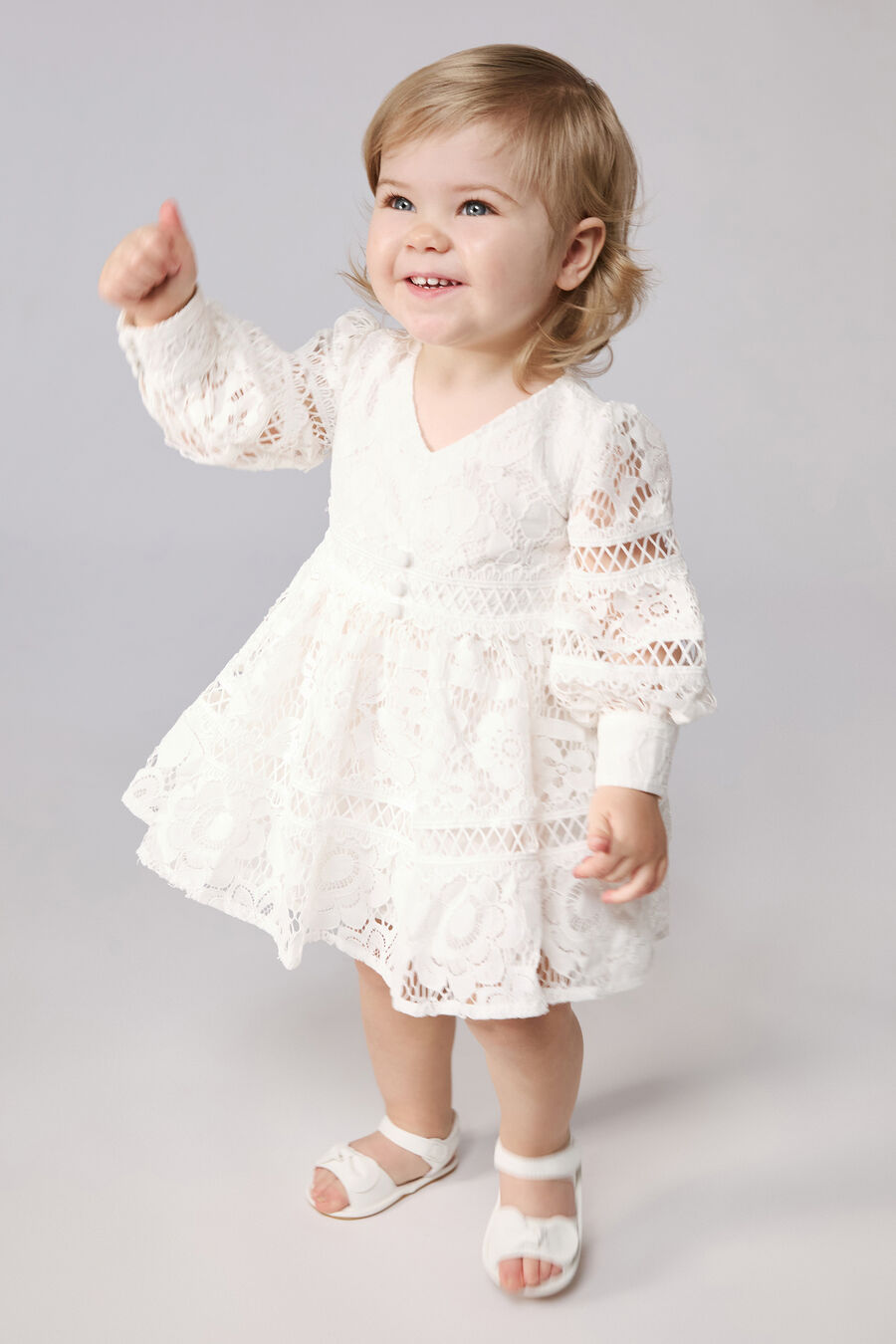 VENICE FLORAL LACE DRESS in colour Ivory