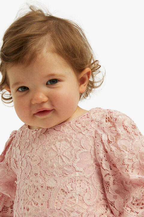 BABY GIRL ELLA LACE DRESS in colour SOFT PINK
