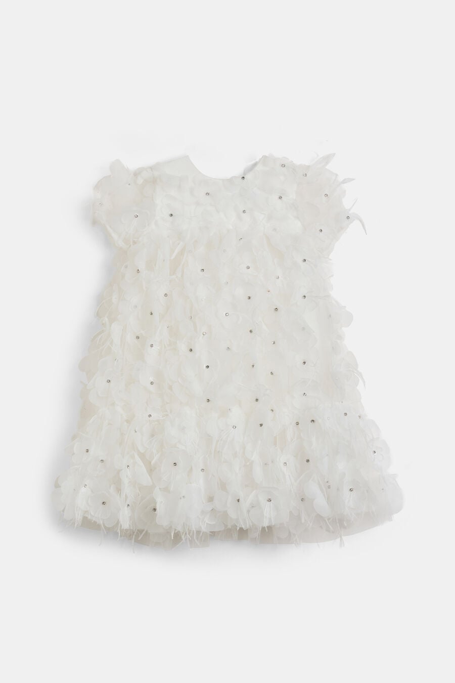 Girls Flower Diamante Tiered Dress