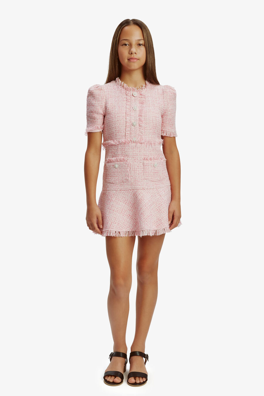 RUBY BOUCLE DRESS in colour Pink Icing