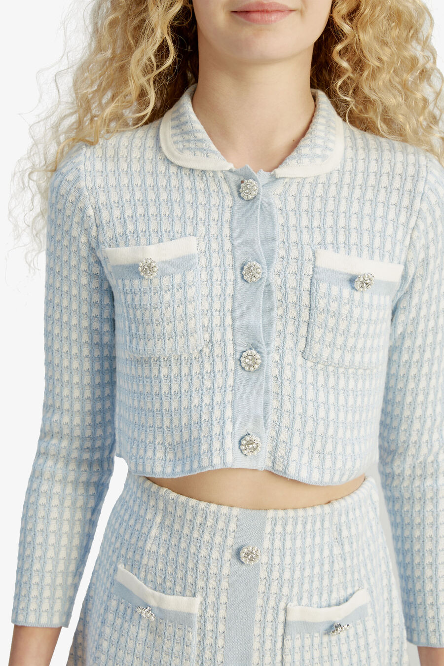 Girls Gingham Knit Jacket