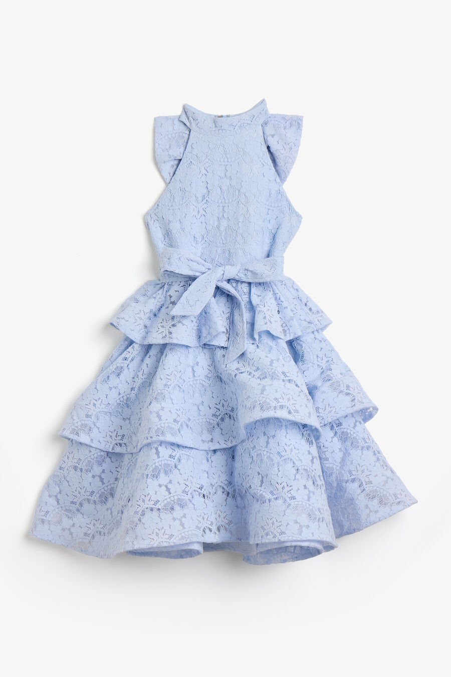 SUKI HALTER LACE DRESS in colour Powder Blue