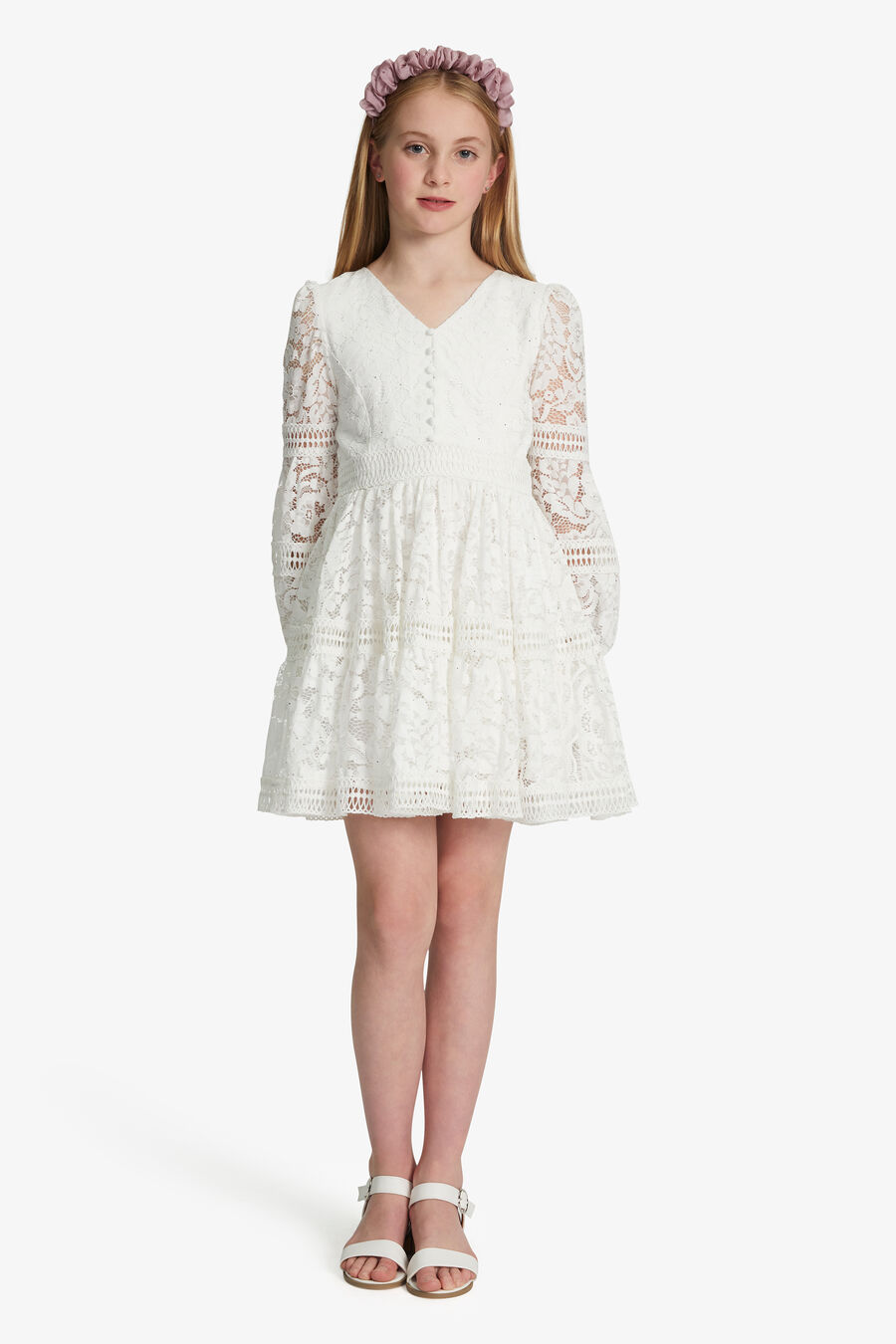 LENNIE LACE SPARKLE DRESS in colour WHITE