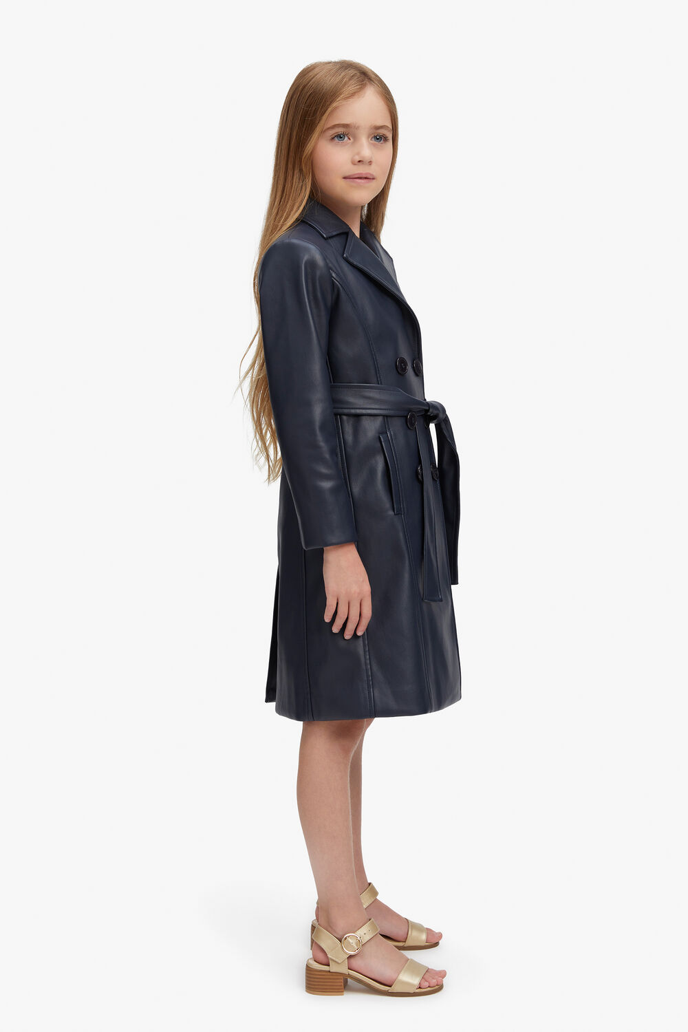 GIRLS HALLIE VEGAN TRENCH COAT in colour BLACK IRIS