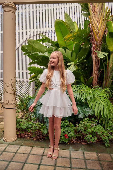 GIRLS MAIA ORGANZA MINI DRESS in colour BRIGHT WHITE