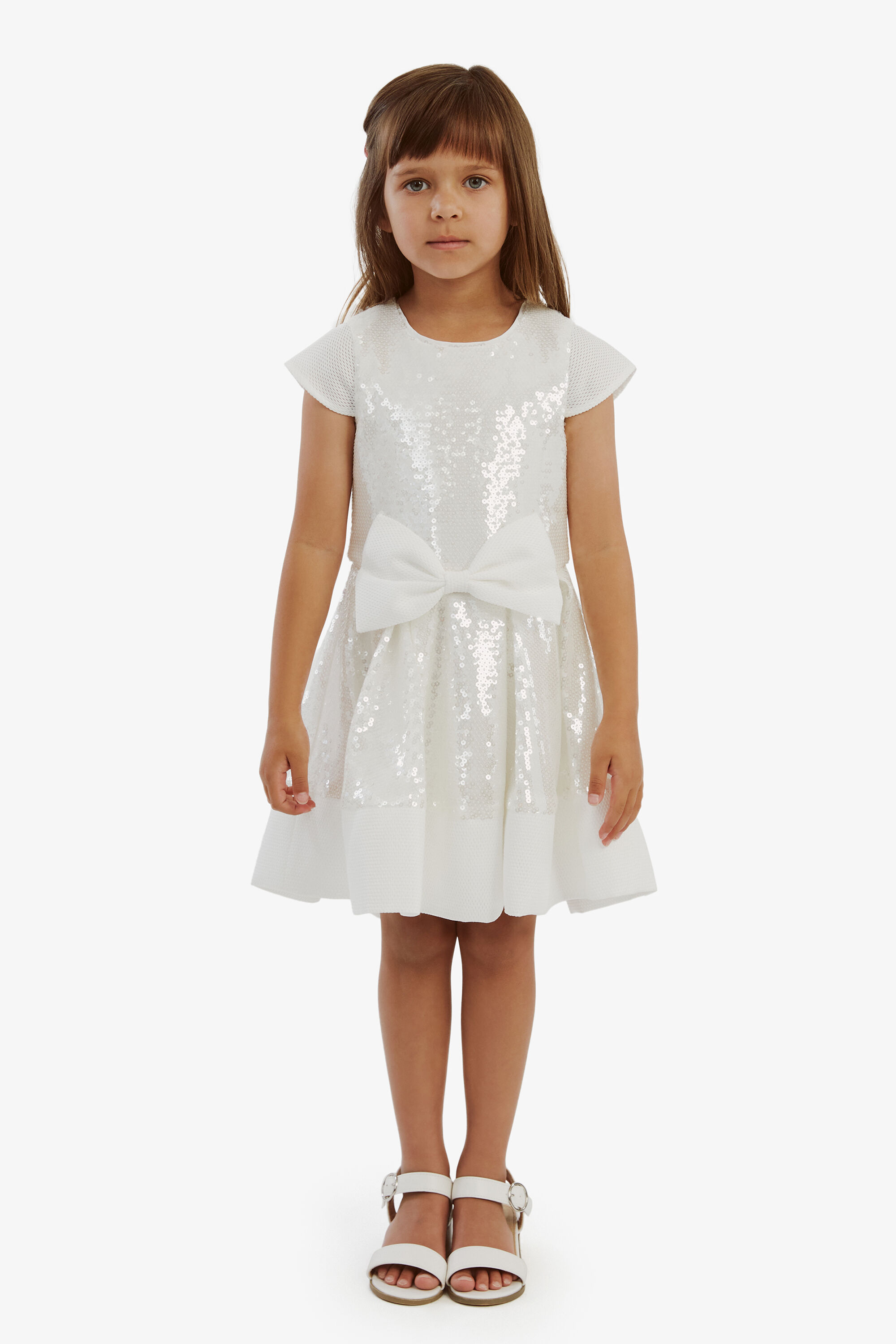 Girls white sequin dress hotsell