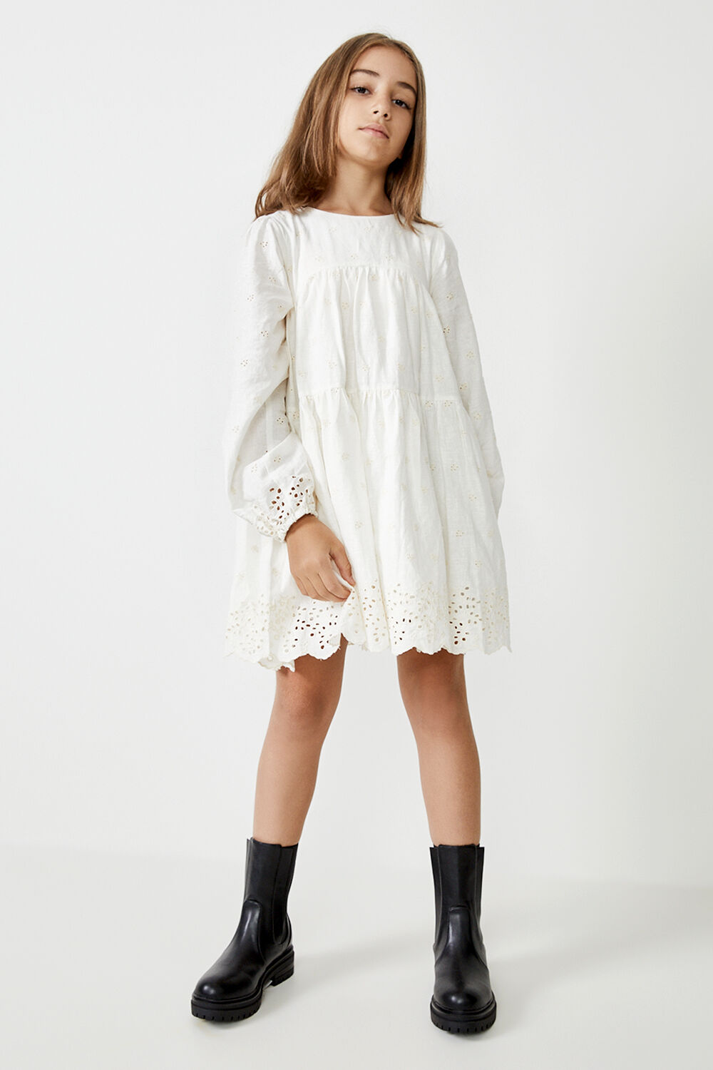 GIRLS ARIANNA MINI DRESS in colour CLOUD DANCER