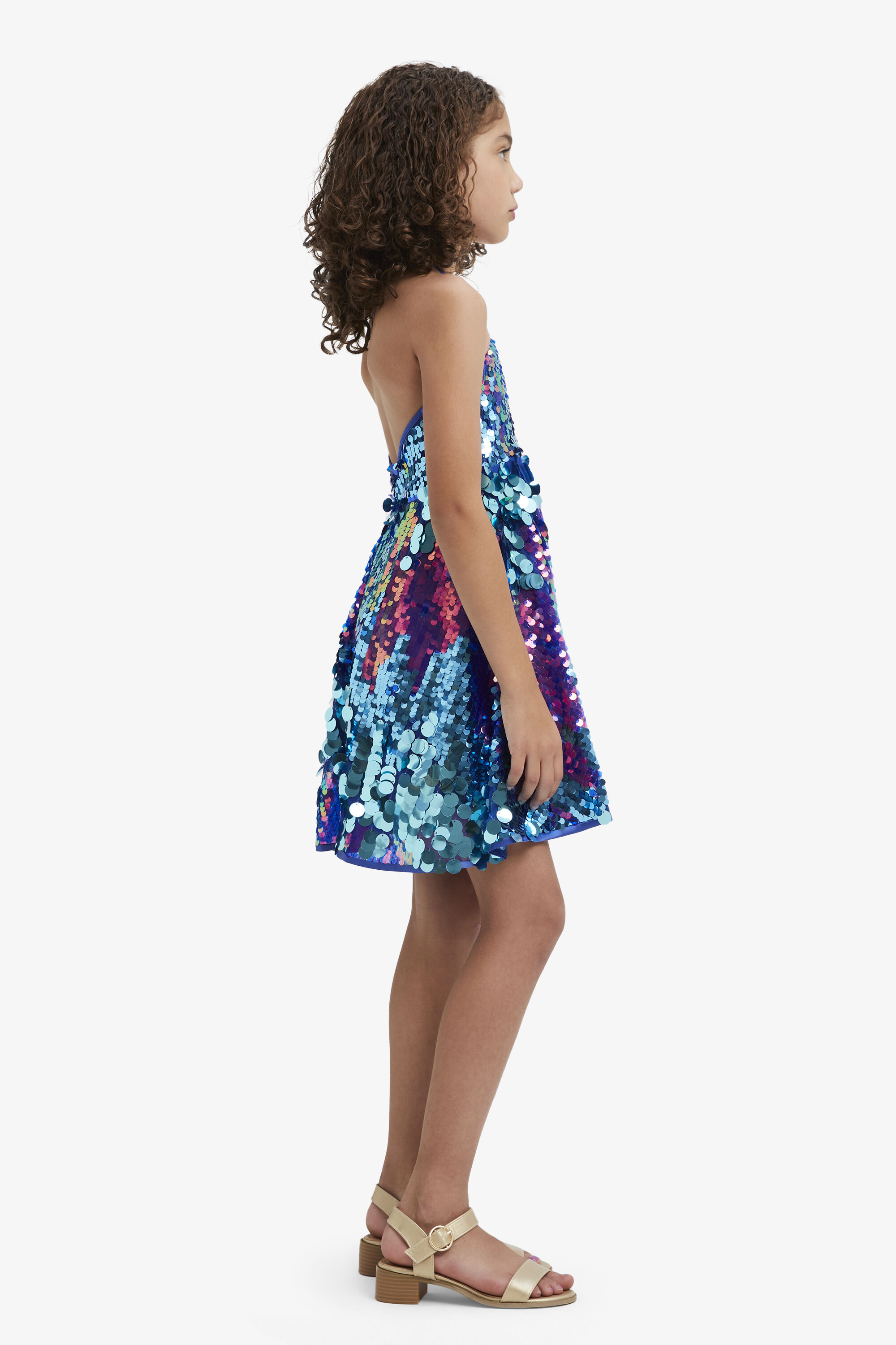 Sequin Halter Dress In Cerulean Bardot Junior