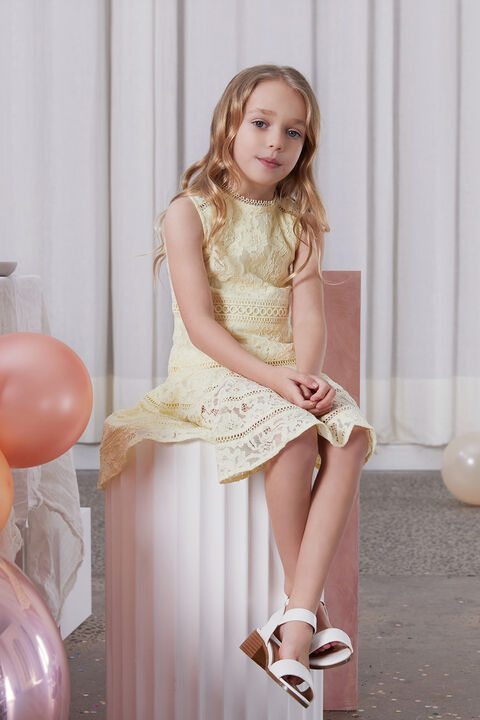 GIRLS ELISE LACE DRESS in colour BUTTERCUP