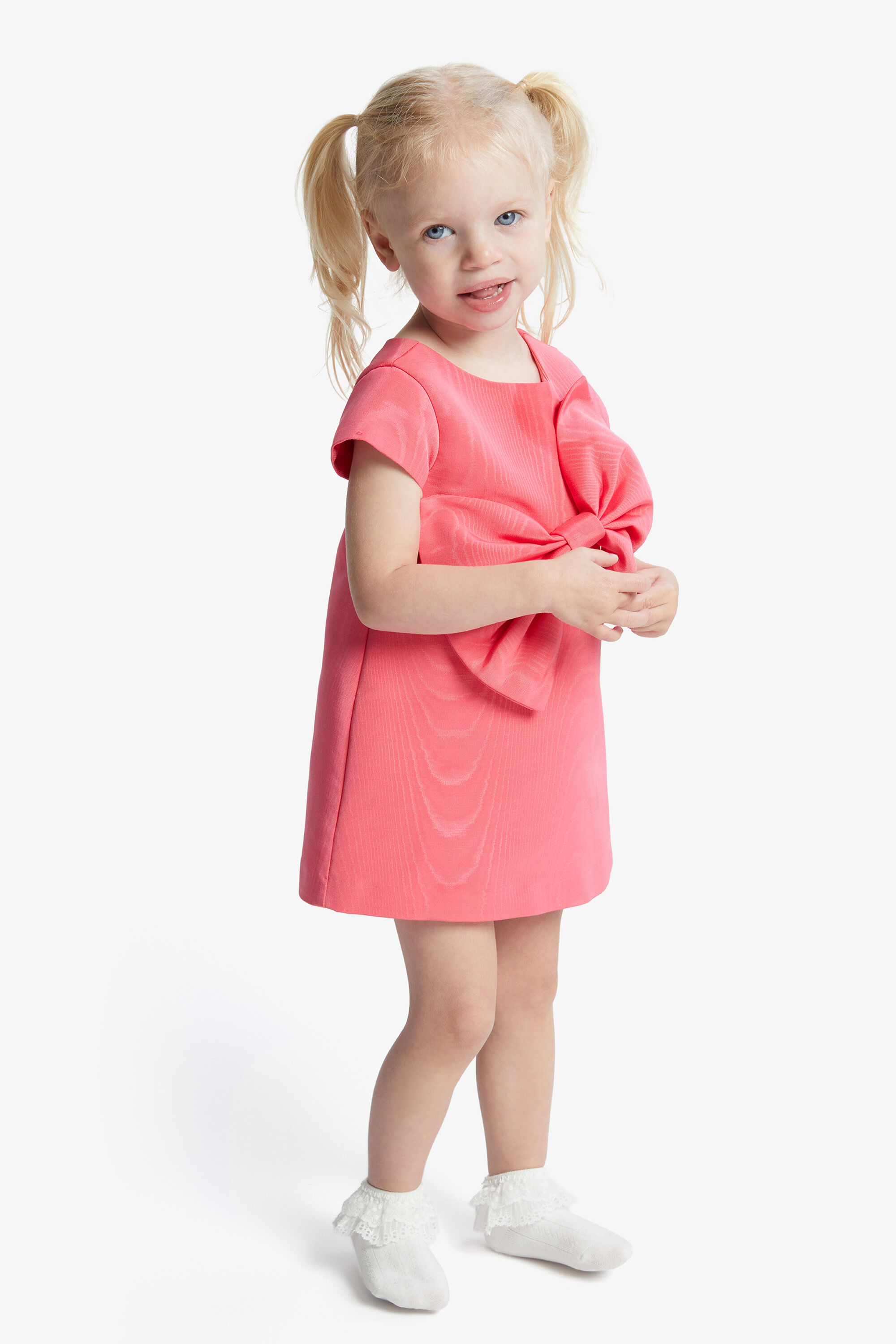 Baby Girl Stefania Bow Mini Dress In Bliss Pink Bardot Junior