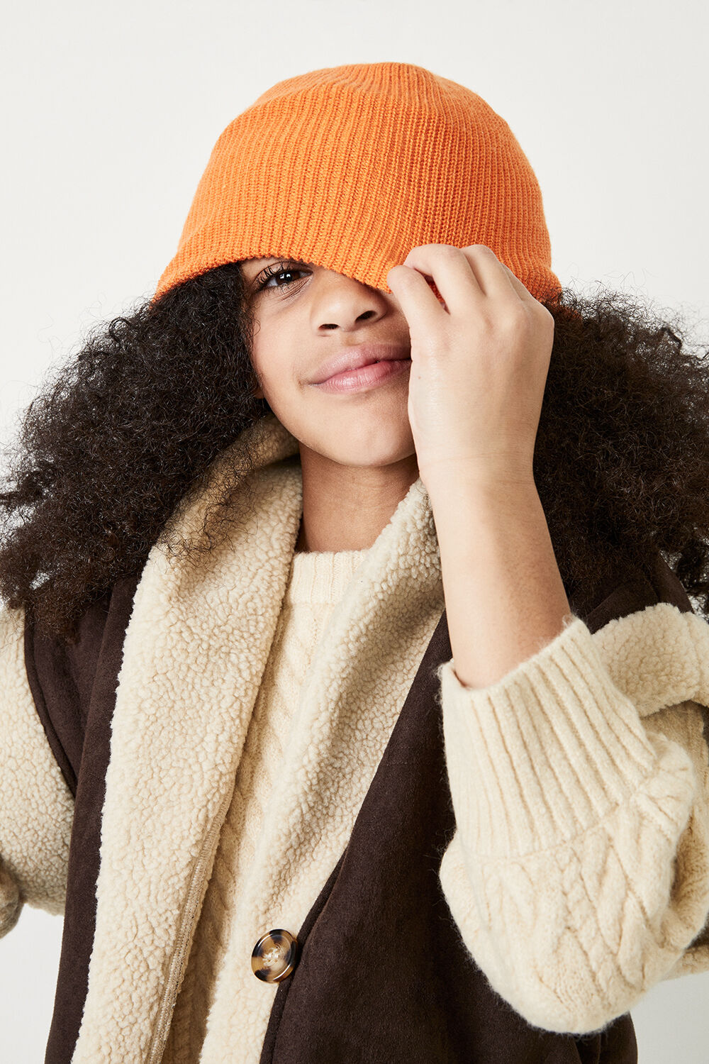 GIRLS FREYA SHEARLING VEST in colour CHOCOLATE BROWN