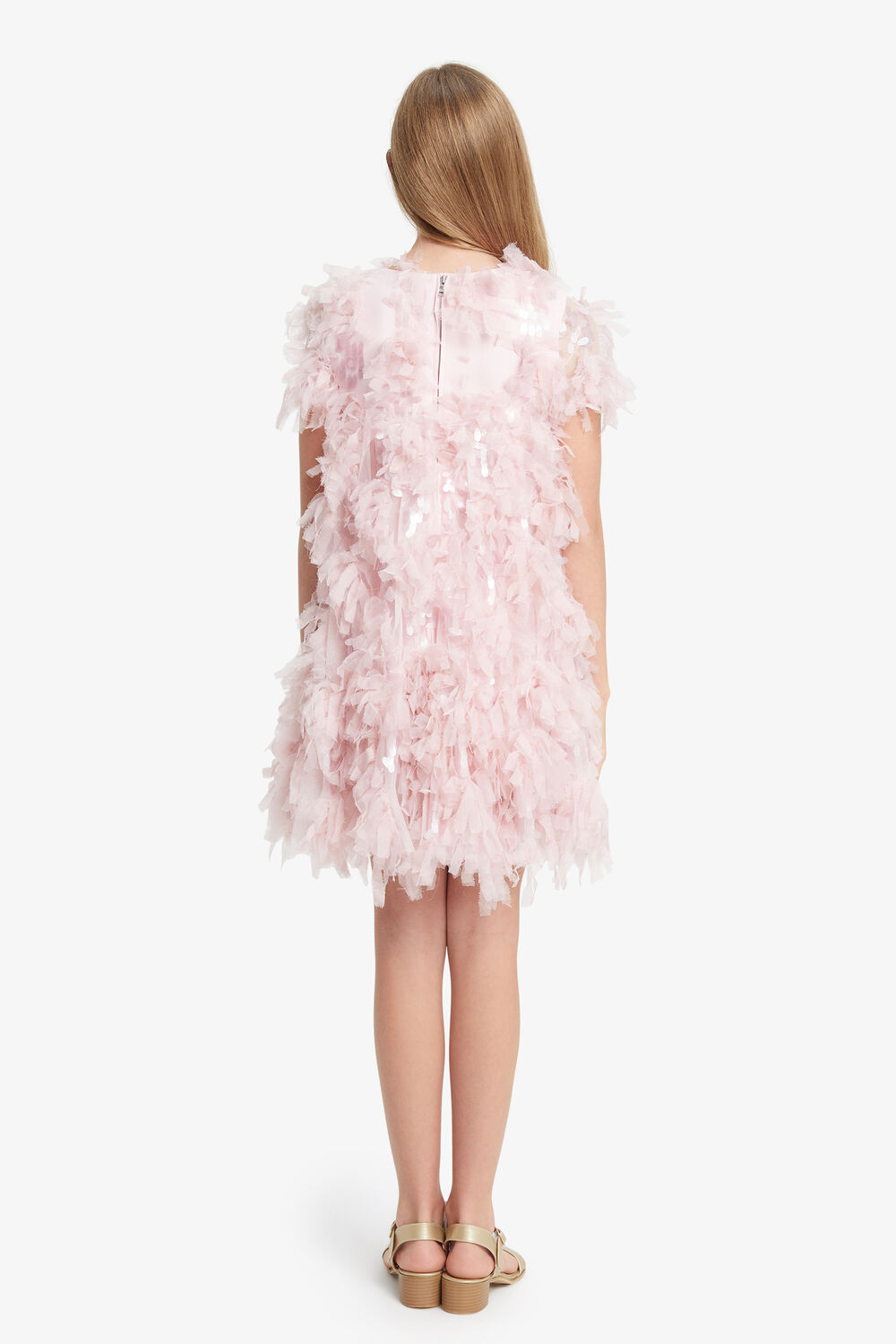 GIRLS MALLORY TIERED DRESS in colour PETAL PINK