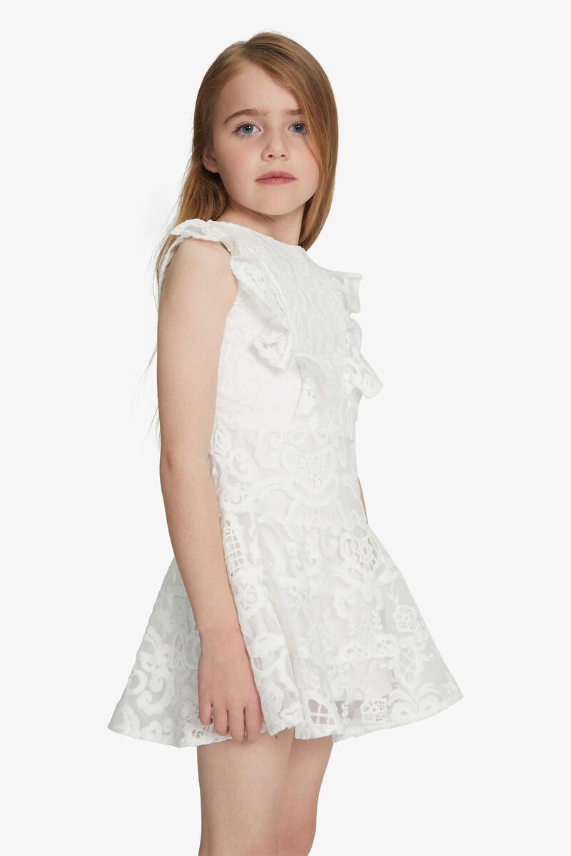Girls Sadie Lace Dress In Ivory | Bardot Junior