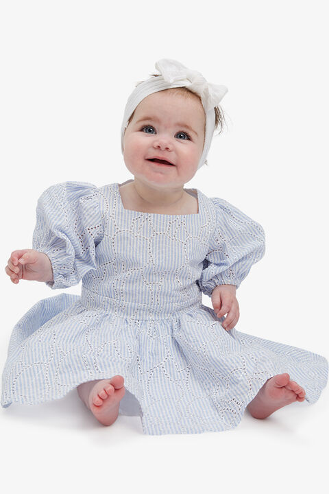 BABY GIRL MINI STRIPE DRESS in colour GRAY DAWN