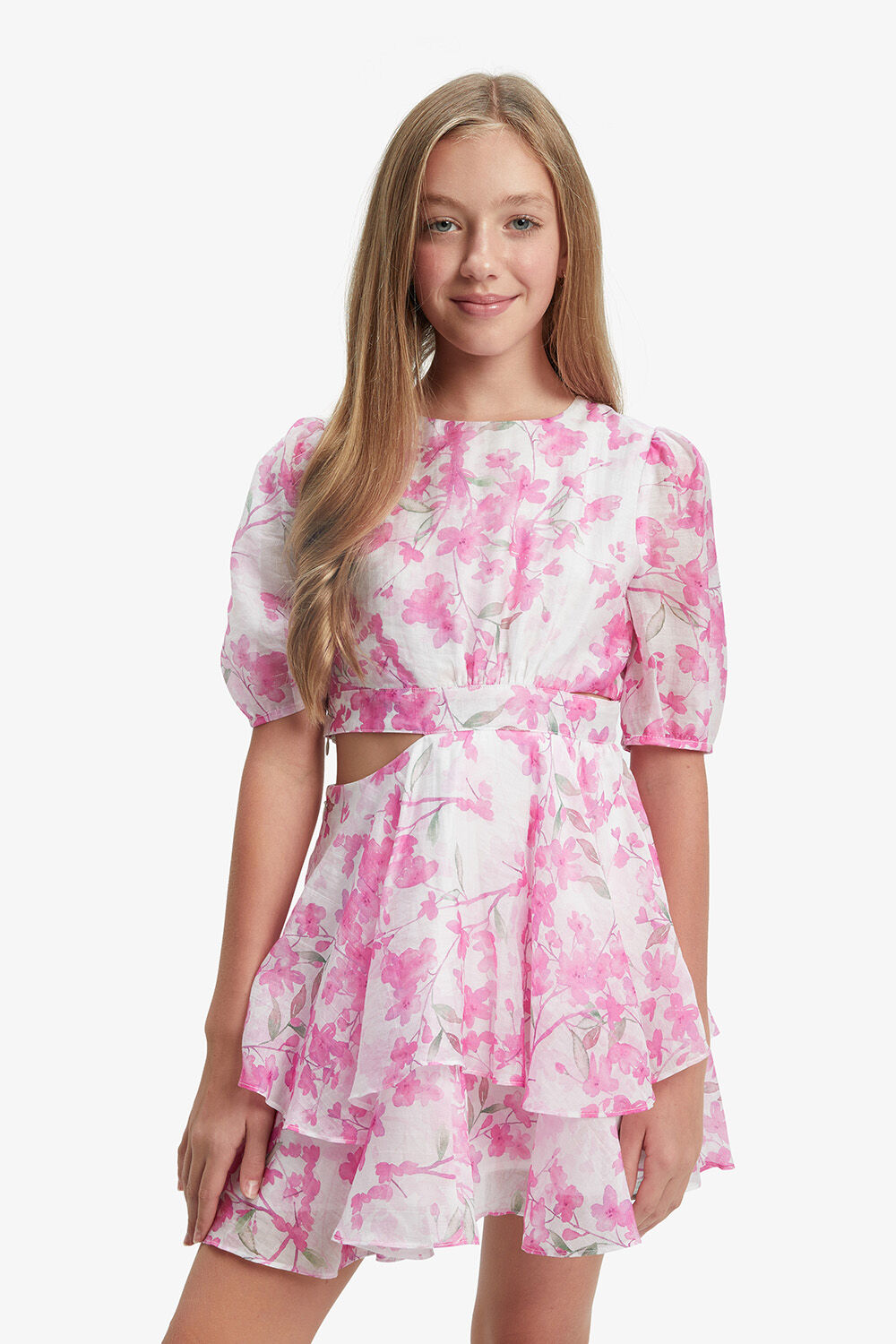 LUCIA BLOOMS MINI DRESS in colour BEETROOT PURPLE