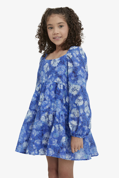 GIRLS AIRLEA FLORAL  DRESS in colour ROYAL BLUE