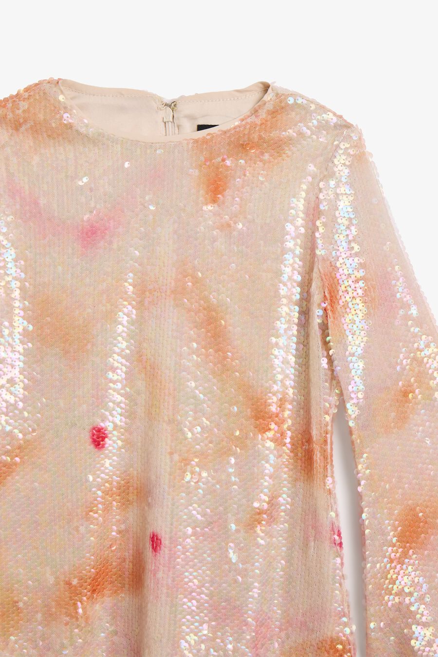 FLORA SEQUIN DRESS in colour Peach Fizz