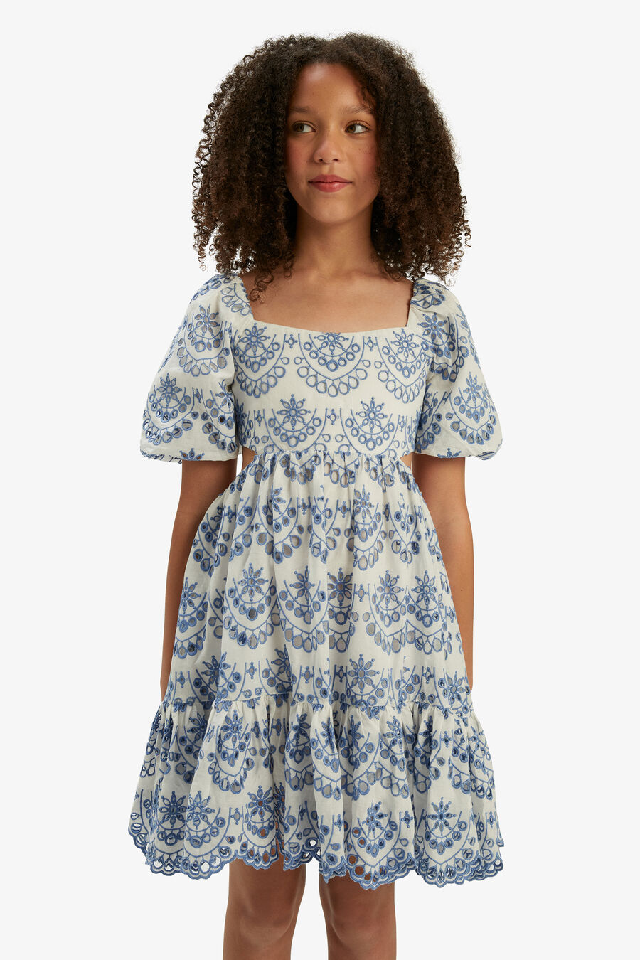 ELLORY BRODERIE MINI DRESS in colour PERIWINKLE