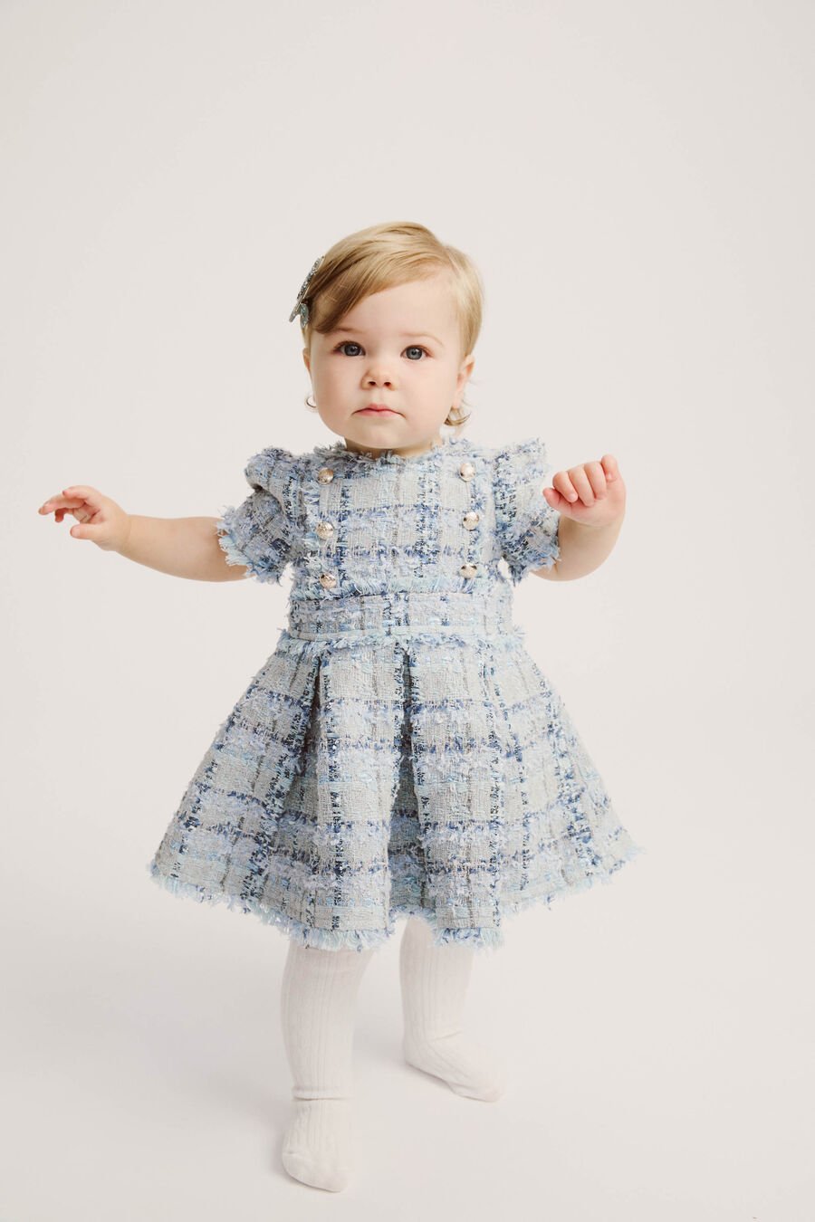 BRIELLE BOUCLE DRESS in colour Blue