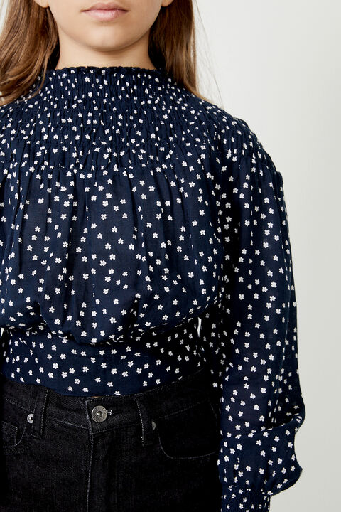 GIRLS HOLLY SHIRRED BLOUSE  in colour POWDER BLUE