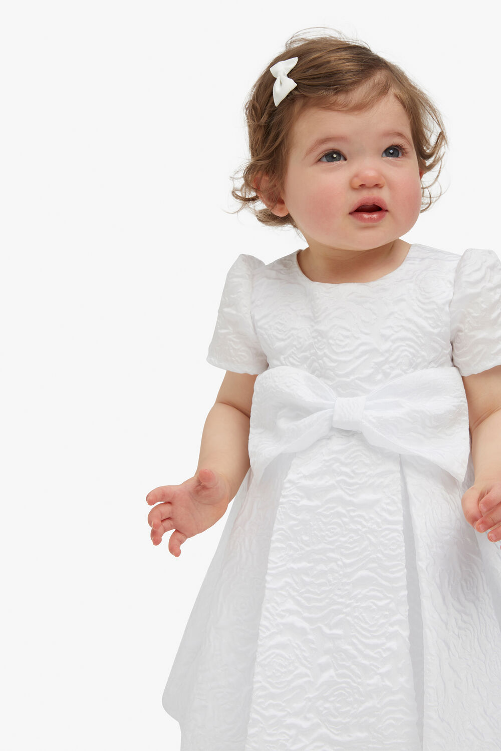 BABY GIRL isla bow dress in colour BRIGHT WHITE