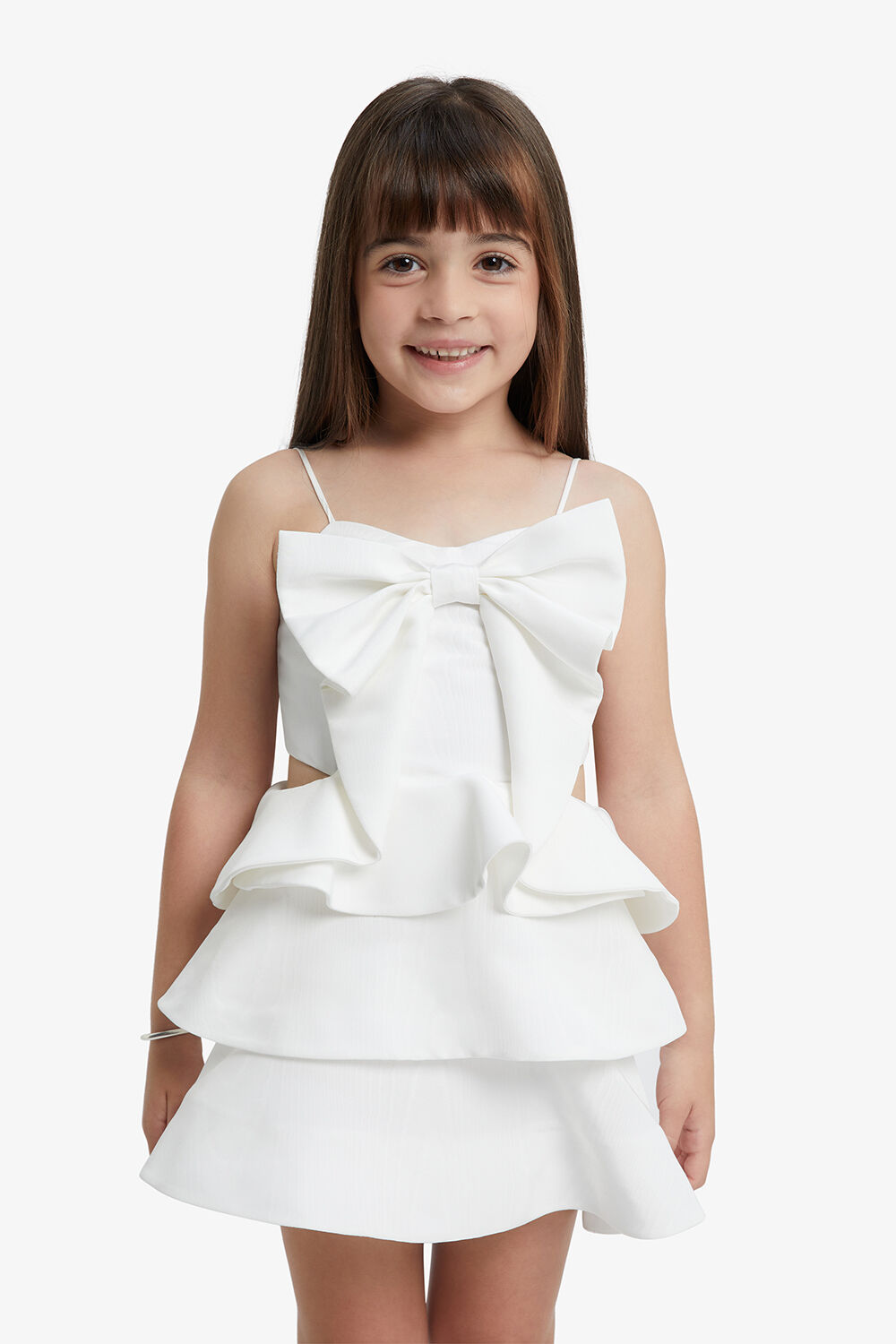 TULIP BOW DRESS in colour BRIGHT WHITE